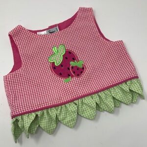 Austin & Ashley Pink & Green Plaid Strawberry Top